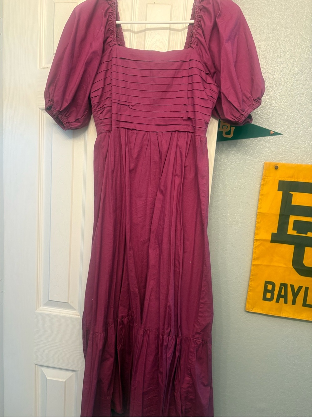 Square-Neck Puff-Sleeve Maxi Dress in Mauve